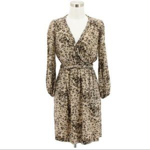 Rebecca Taylor Leopard Print Tie Wrap Dress